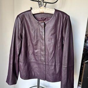 Tory Burch Genuine Leather Bomber Jacket - Women's Size 10 - Purple, like new